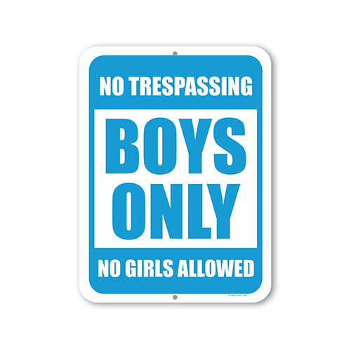 No Trespassing Boys Only No Girls Allowed, 9 inch by 12 inch, Tin Sign for Bedroom, Kids Room Decor, Baby Boy Room Sign, Playroom Decor, HDG-1387