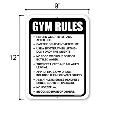 Gym Rules, 9 inch by 12 inch, Wall Signs for Home, Gym Signs, Workout Room Decor, Home Gym Decor