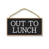 Out to Lunch, Wood Sign, Lunch Break Door Sign for Office, 5 Inches by 10 Inches
