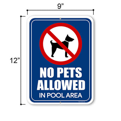 No Pets Allowed in Pool Area, Notice Business Sign, Aluminum, Metal, Tin, Warning Signs, Swimming Pool Rules Sign, 9 Inches by 12 Inches