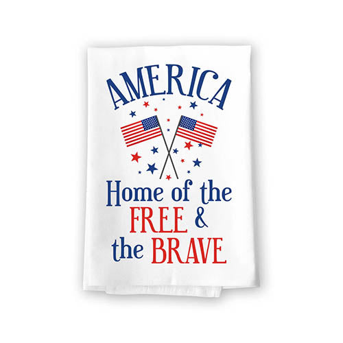 America Home of The Free and The Brave, 27 Inches by 27 Inches, Patriotic Kitchen Towels, All-Around Kitchen Tea Towel, Kitchen Hand Towel, Patriotic Dish Towels, Housewarming Gift