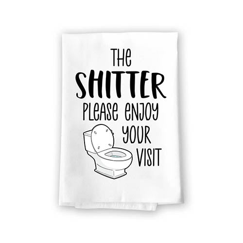 The Shitter Please Enjoy Your Visit, 27 Inch by 27 Inch, Inappropriate Gifts, Hand Towels, Bathroom Decorations, Funny Shower Towels