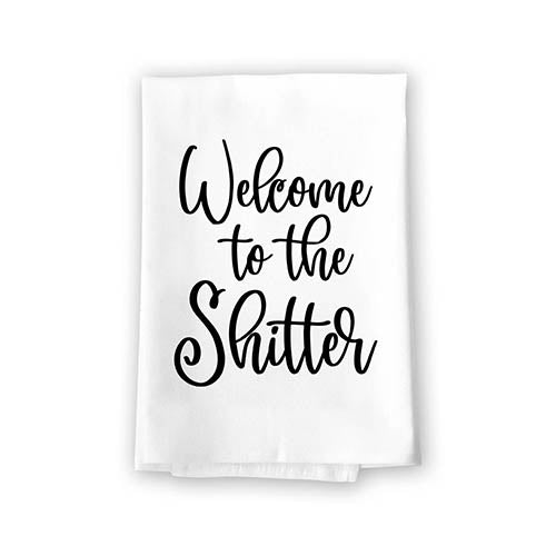 Welcome to The Shitter, 27 inch by 27 inch, 100% Cotton, Inappropriate Gifts, Bathroom Towels, Bathroom Decorations, Funny Shower Towels