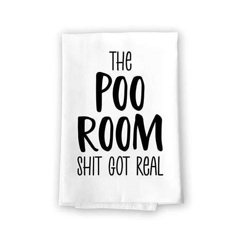 The Poo Room Shit Got Real, 27 inch by 27 inch, Inappropriate Gifts, Hand Towels, Bathroom Towels, Bathroom Decorations, Hand Towels Funny, Funny Bathroom Gifts, 10643
