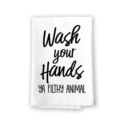 Wash Your Hands Ya Filthy Animal, 27 Inch by 27 Inch, 100% Cotton, Multi-Purpose Towel, Inappropriate Gifts, Hand Towels, Bathroom Towels, Bathroom Decorations, Hand Towels Funny