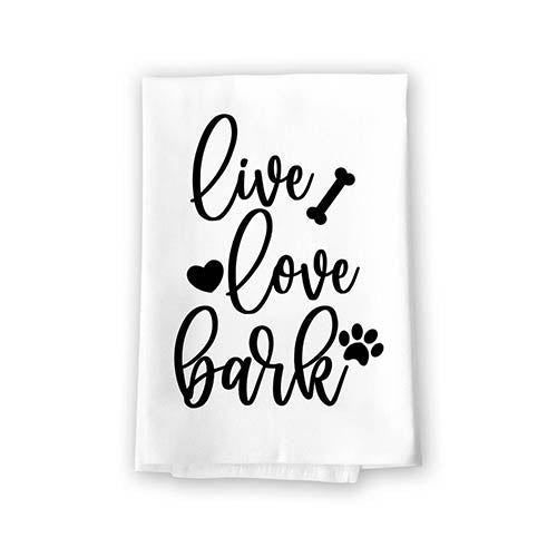 Live Love Bark, Flour Sack Towel, 27 Inch by 27 Inch, Home Decor, Dish Towel for Kitchen, Tea Towels, Absorbent Kitchen Towel, Funny Towels, Dog Mom Gifts, 10686