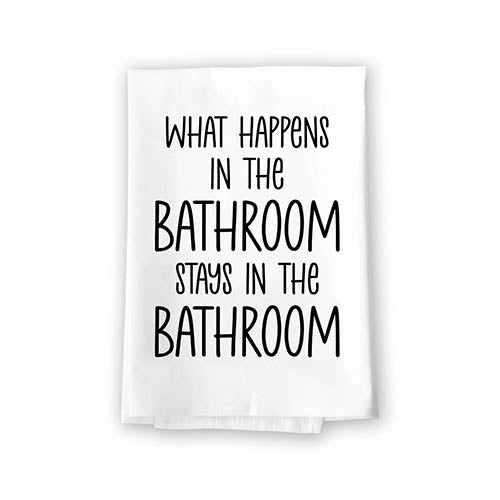What Happens in the Bathroom Stays in the Bathroom, 27 Inch by 27 Inch, 100% cotton, Inappropriate Gifts, Bathroom Towels, Bathroom Decorations, Hand Towels Funny