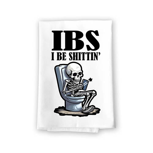 IBS I Be Shittin', Flour Sack Towels, Towels for Bathroom, Funny Bathroom Decorations, Bathroom Hand Towel, Funny Hand Towels, Gag Gifts for Adults, 27 inch by 27 Inch, 10812