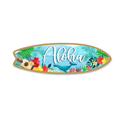 Aloha Surfboard, Wall Hanging Sign, 5 inch By 16 inch, Housewarming Gift, Summer Decorations For Home, Hawaiian Accessories, Surf Decor, Wooden Surfboard, 754080