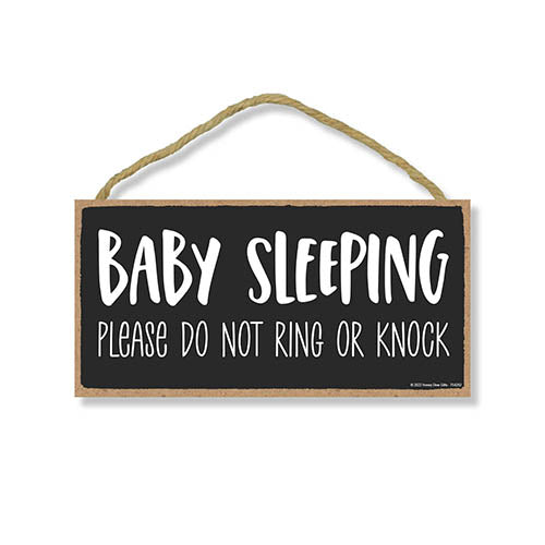 Baby Sleeping Please Do Not Ring or Knock, 10 inch by 5 inch, Do Not Disturb Door Sign, Door Signs for Home, Front Door Sign