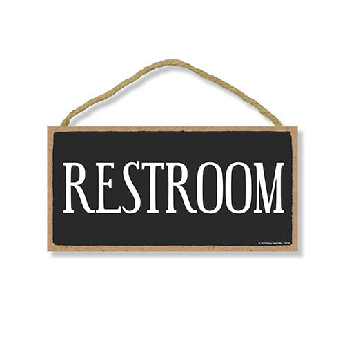 Honey Dew Gifts, Restroom, 10 inch by 5 inch, Made in USA, Bathroom Door Signs, Restroom Sign for Home, Door Signs for Home, Restroom Decor, Wood Home Sign, Decorative Signs, Hanging Bathroom Sign