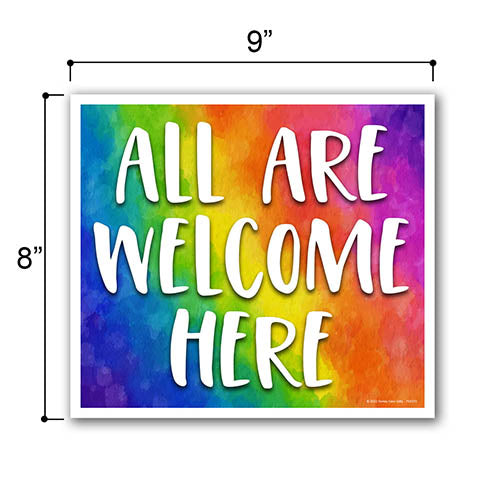 All Are Welcome Here, 9 inch by 8 inch, Mini Yard Signs, Lawn Signs with Stakes, Outdoor Decor Signs, Gay Pride, LGBTQ Accessories, Pride Decorations, 754370