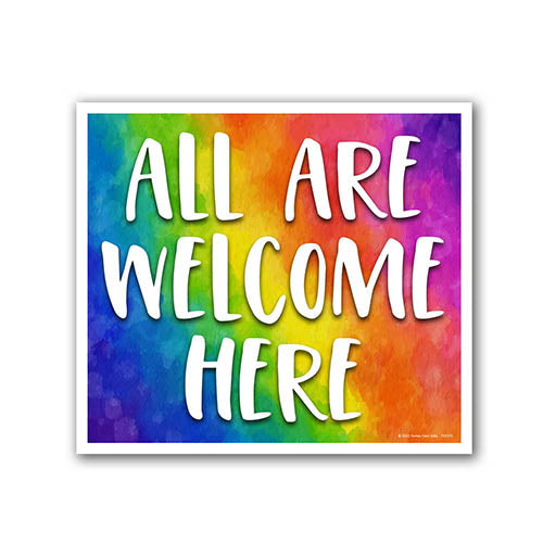 All Are Welcome Here, 9 inch by 8 inch, Mini Yard Signs, Lawn Signs with Stakes, Outdoor Decor Signs, Gay Pride, LGBTQ Accessories, Pride Decorations, 754370