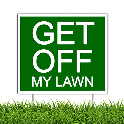Get Off My Lawn, 9 inch by 8 inch, Mini Yard Signs, Lawn Signs with Stakes, Outdoor Décor, Private Property Sign