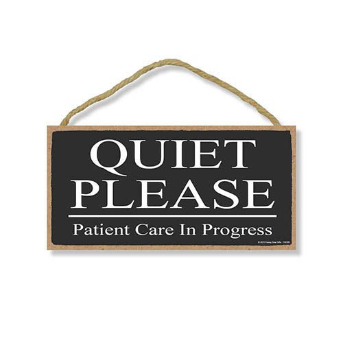 Quiet Please Patient Care in Progress, 10 inch by 5 inch, Therapy Office Decor, Door Hanger, Wooden Business Signs, Do Not Disturb Hanging Door Sign, 754395