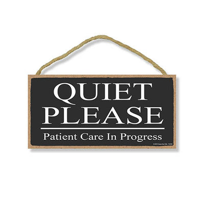 Quiet Please Patient Care in Progress, 10 inch by 5 inch, Therapy Office Decor, Door Hanger, Wooden Business Signs, Do Not Disturb Hanging Door Sign, 754395
