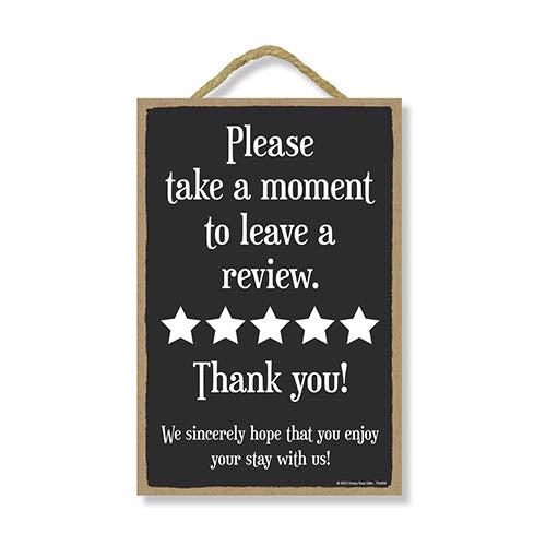Please Take a Moment to Leave a Review, 7 inch by 10.5 inch, Vacation Rental Sign, Rental Friendly Décor, Business Sign, Rating Sign