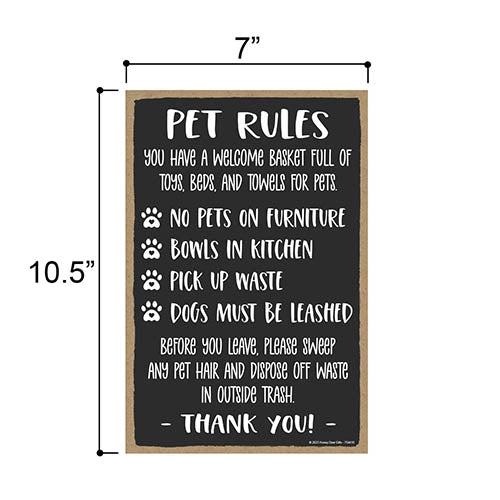 Pet Rules, 7 inch by 10.5 inch, Wooden Vacation Rental Sign, Vacation Home Decor, Business Sign, Essentials for Hosts