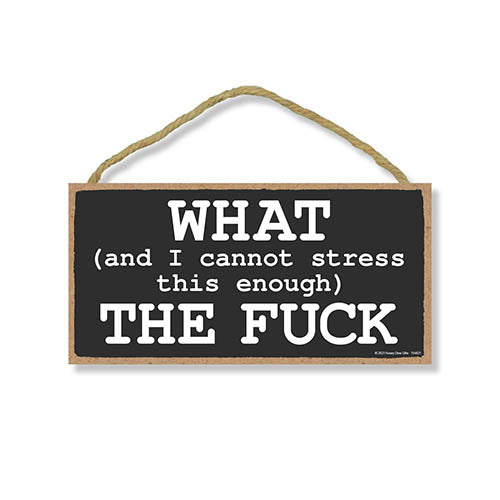 What (And I Cannot Stress This Enough) The Fuck, 5 inch by 10 inch, Wooden Wall Signs for Home Decor, Office Decor, Funny Room Decor, Gag Gifts for Adults, 754421
