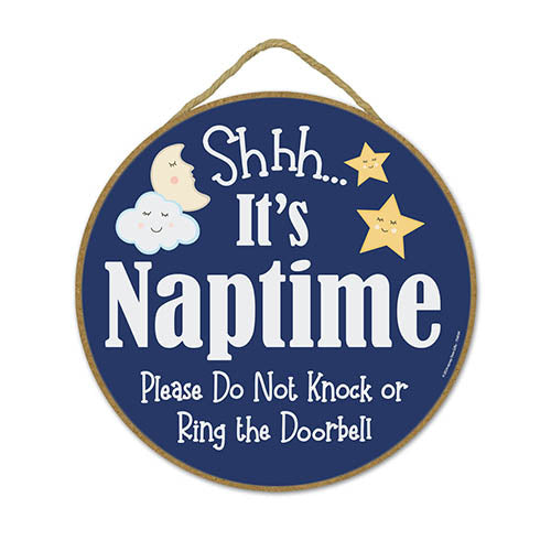 Shhh... It's Naptime Please Do Not Knock or Ring the Doorbell, Door Signs for Home, Do Not Disturb, Do Not Ring Doorbell Sign, Front Door Round Decorations, 10 inch by 10 inch
