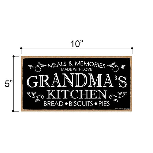 Grandma's Kitchen Meals and Memories Made With Love, Wall Hanging Sign, Kitchen Signs, Grandparents Day Decorations, Granny Gifts, Mothers Day Gifts, 10 inch by 5 Inch, 754635