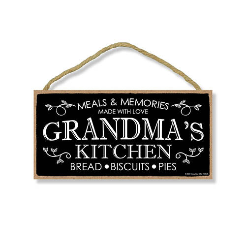 Grandma's Kitchen Meals and Memories Made With Love, Wall Hanging Sign, Kitchen Signs, Grandparents Day Decorations, Granny Gifts, Mothers Day Gifts, 10 inch by 5 Inch, 754635