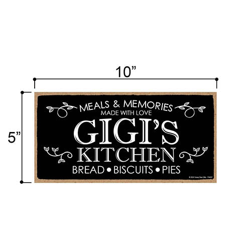 Gigi's Kitchen Meals and Memories Made with Love, Wall Hanging Sign, Kitchen Signs, Grandparents Day Decorations, Grandma Gifts, Mothers Day Gifts, 10 inch by 5 Inch