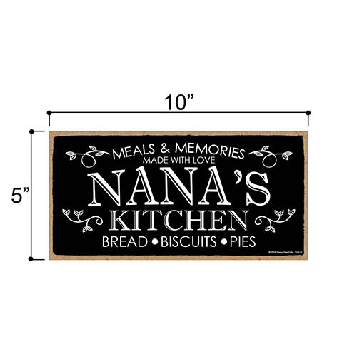 Nana's Kitchen Meals and Memories Made With Love, Wall Hanging Sign, Grandparents Day Decorations, Grandma Gifts, Nana Kitchen Gifts, Mothers Day Gifts, 10 inch by 5 Inch, 754638