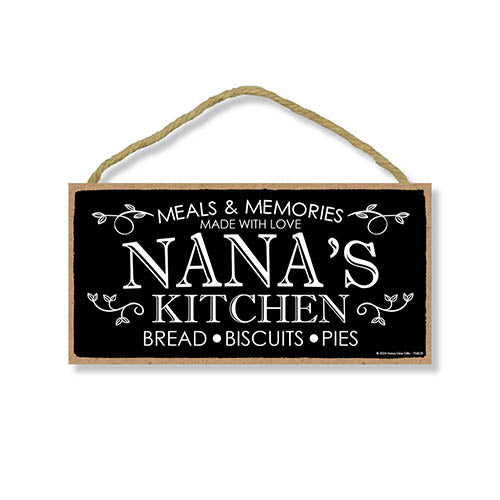 Nana's Kitchen Meals and Memories Made With Love, Wall Hanging Sign, Grandparents Day Decorations, Grandma Gifts, Nana Kitchen Gifts, Mothers Day Gifts, 10 inch by 5 Inch, 754638
