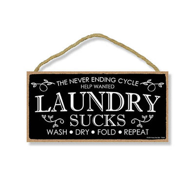The Never Ending Cycle Laundry Sucks, Laundry Room Decor, Funny Laundry Room Sign, Funny Home Decor, Funny Wooden Signs, Laundry Art Wall Decor, 10 inch by 5 inch, 754641
