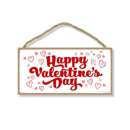 Happy Valentine’s Day, Wood Home Sign, Valentines Day Decorations, Heart Decoration, Door Signs For Home, Valentines Gifts For Her, Love Room Decorations, 10 inch by 5 Inch, 754648