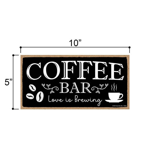 Coffee Bar Love is Brewing, Coffee Bar Sign, Coffee Decorations for Coffee Bar, Wood Home Sign, Coffee Station Decor, Coffee Bar Essentials, 10 inch by 5 inch, 754654