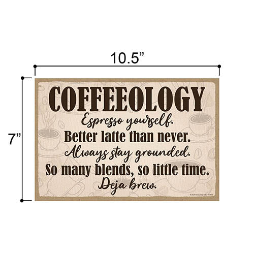 Coffeeology Better Latte than Never, Funny Coffee Quotes Wall Sign Decor, Kitchen Bar Wall Sign, 7 Inch by 10.5 Inch, 754658