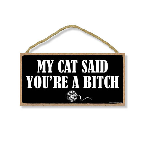 My Cat Said You're a Bitch, Wall Hanging Sign, Funny Cat Decor, Pet Themed Home Decor, Cat Lover Gifts, Gift For Pet Lovers, Inappropriate Wall Decor, 10 inch by 5 Inch, 754708