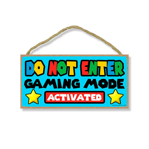 Do Not Enter Gaming Mode Activated, Gaming Room Decor, Video Game Decor, Door Hanger Sign, Bedroom Door Sign, Game Room Accessories, Gamer Signs, 10 inch by 5 inch, 754709