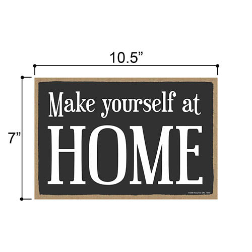 Make Yourself at Home, Vacation Rental Signs, Decorative Home Welcome Sign, Wood Hanging Guest Wall Sign Decor, 7 Inch by 10.5 Inch