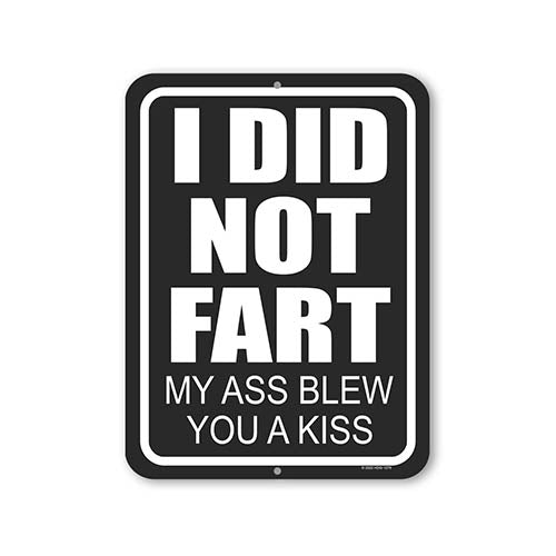 Honey Dew Gifts, I Did Not Fart My Ass Blew You A Kiss, 9 inch by 12 inch, Made in USA, Metal Sign Post, Funny Signs, Housewarming Gift, Wall Hanging Sign, Door Sign, Tin Wall Decor, Funny Room Decor