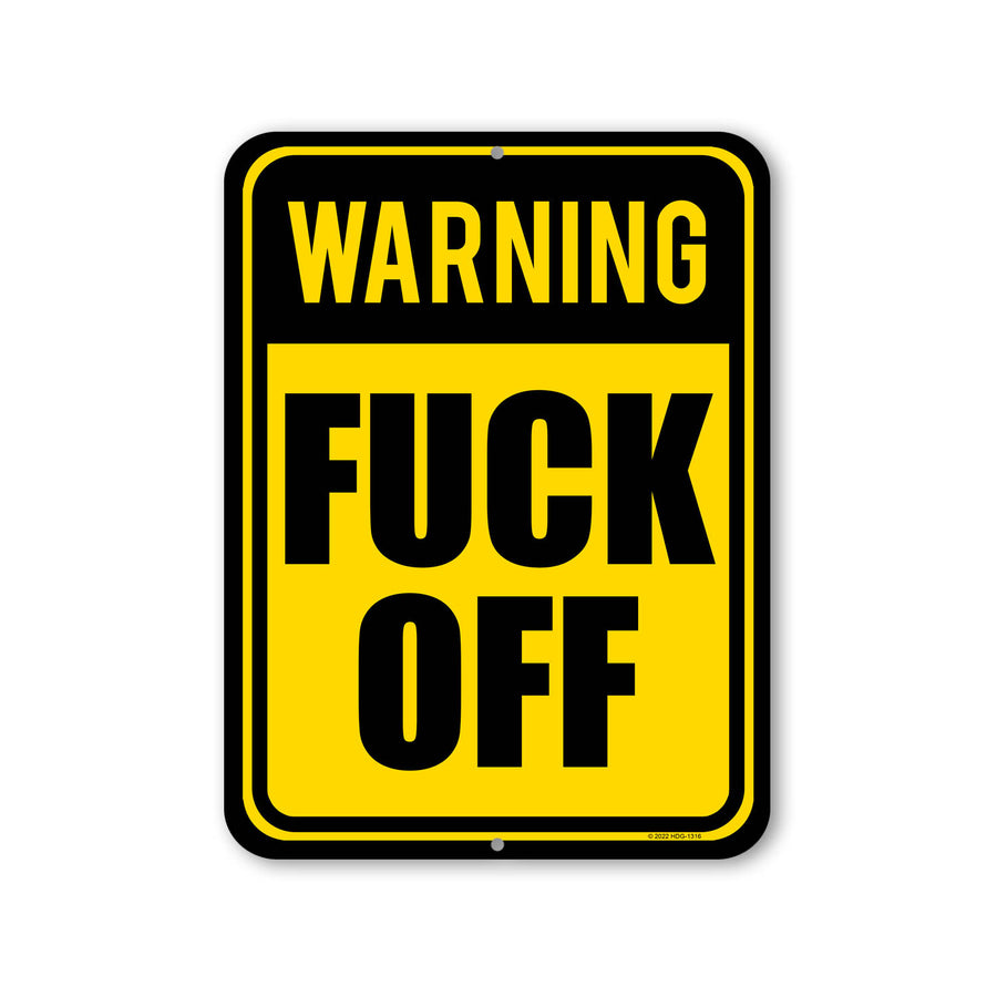 Warning Fuck Off, 9 Inches By 12 Inches, Tin Plate, Man Cave Sign, Room Decor For Men, Inappropriate Wall Decor, Man Cave Decor, Garage Tin Plate Decor