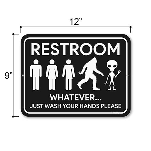 Whatever Wash Your Hands Please, 12 Inches By 9 Inches, Funny Bathroom Signs, Wash Your Hands Sign, Restroom Decor