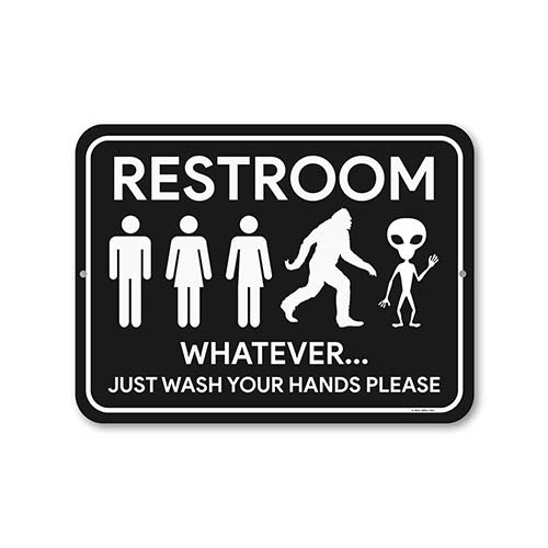 Whatever Wash Your Hands Please, 12 Inches By 9 Inches, Funny Bathroom Signs, Wash Your Hands Sign, Restroom Decor
