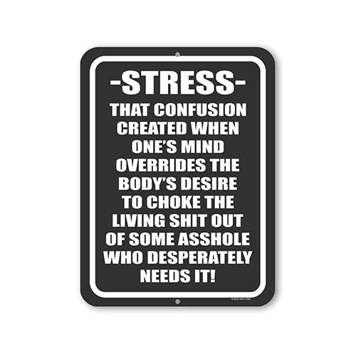 Stress that Confusion Created When One's Mind, 9 inch by 12 inch, Funny Home Decor, Housewarming Gift, Tin Wall Decor, Man Cave Accessories