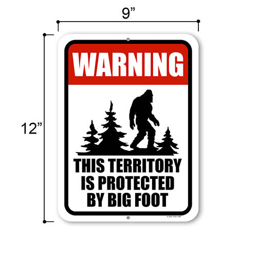 Warning this Territory is Protected by Big Foot, 9 inch by 12 inch, Metal Home Decor, Funny Signs, Bigfoot Gifts, Sasquatch Gifts, Man Cave Decor