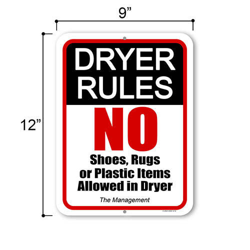 Dryer Rules, 9 inch by 12 inch, Metal Sign Post, Wall Decor, Laundry Room Decor, Laundry Signs, Hanging Wall Decor, Signs For Businesses, New Home Gifts