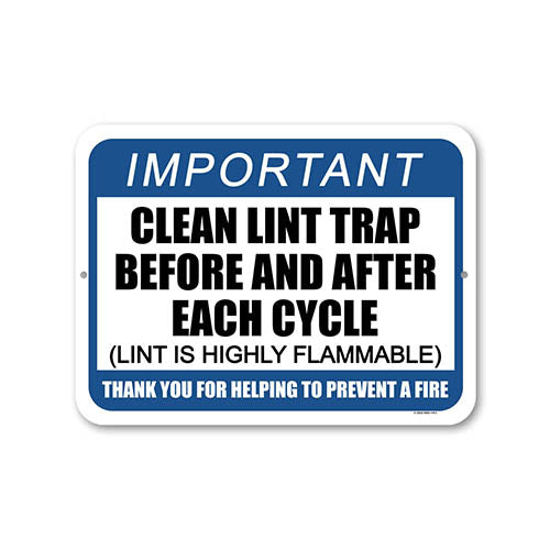 Clean Lint Trap Before and After Each Cycle, 9 inch by 12 inch, Metal Sign Post, Laundry Room Decor, Laundry Signs, Hanging Wall Decor, Signs for Business