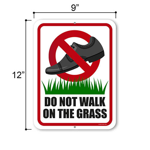 Do Not Walk on the Grass, 9 inch by 12 inch, Metal Sign Post, Yard Signs, Yard Decor, Lawn Signs, Warning Signs, Keep Off Grass Sign, Gate Signs