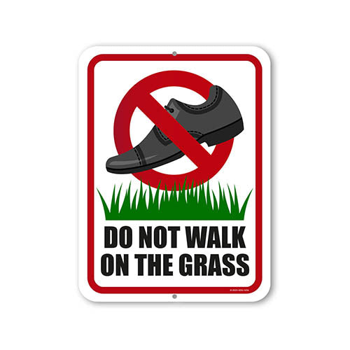 Do Not Walk on the Grass, 9 inch by 12 inch, Metal Sign Post, Yard Signs, Yard Decor, Lawn Signs, Warning Signs, Keep Off Grass Sign, Gate Signs