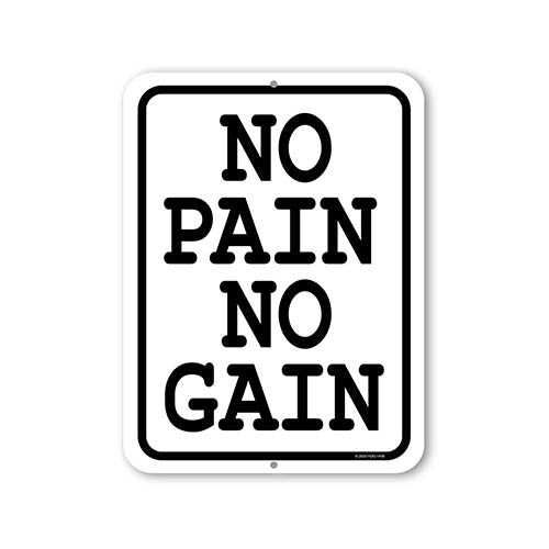No Pain No Gain, 9 inch by 12 inch, Metal Sign Post, Wall Signs for Home, Gym Signs, Workout Room Decor, Inspirational Wall Art, Motivational Wall Art