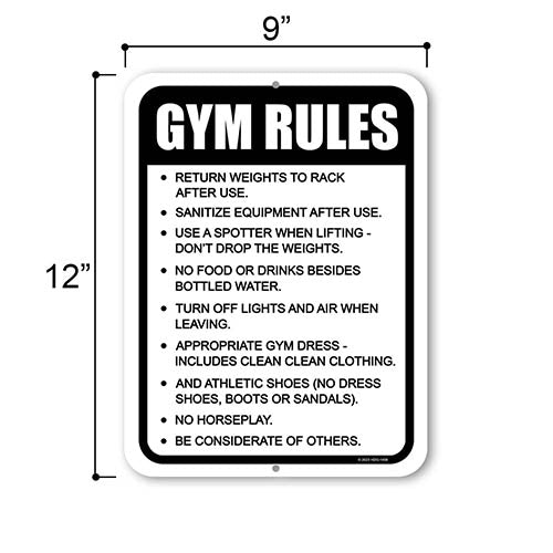 Gym Rules, 9 inch by 12 inch, Wall Signs for Home, Gym Signs, Workout Room Decor, Home Gym Decor
