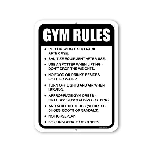 Gym Rules, 9 inch by 12 inch, Wall Signs for Home, Gym Signs, Workout Room Decor, Home Gym Decor