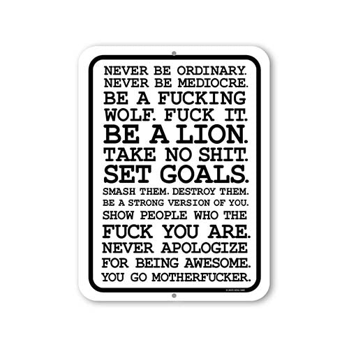 Be a Lion Set Goals, 9 inch by 12 inch, Metal Sign Post, Wall Signs, Workout Room Decor, Home Gym Decor, Inspirational Wall Art, Motivational Wall Art, HDG-1460